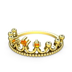 Kraliçe Taç Yüzük - Sitrin 18 ayar altın yüzük #11d5jwv