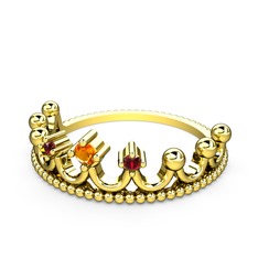 Kraliçe Taç Yüzük - Sitrin ve garnet 8 ayar altın yüzük #12lrgw9
