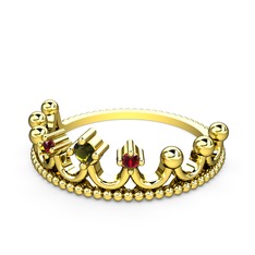 Kraliçe Taç Yüzük - Peridot ve garnet 18 ayar altın yüzük #13xrsog