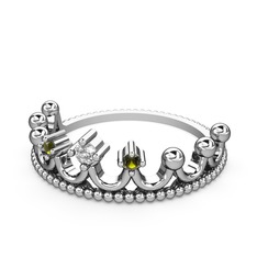 Swarovski ve peridot 8 ayar beyaz altın yüzük