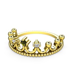 Kraliçe Taç Yüzük - Peridot ve pırlanta 8 ayar altın yüzük (0.03 karat) #146vz6p
