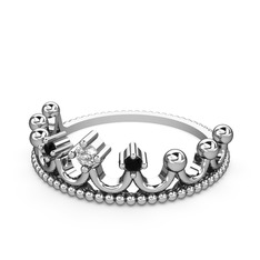 Swarovski ve siyah zirkon 14 ayar beyaz altın yüzük