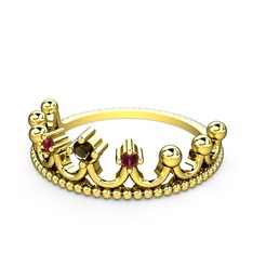 Kraliçe Taç Yüzük - Dumanlı kuvars ve rodolit garnet 14 ayar altın yüzük #175989i