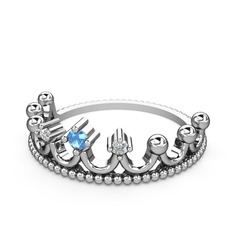 Kraliçe Taç Yüzük - Akuamarin ve swarovski 8 ayar beyaz altın yüzük #17efcnz