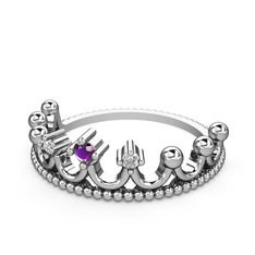 Kraliçe Taç Yüzük - Ametist ve swarovski 925 ayar gümüş yüzük #18uq2uv