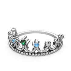 Yeşil kuvars ve akuamarin 14 ayar beyaz altın yüzük