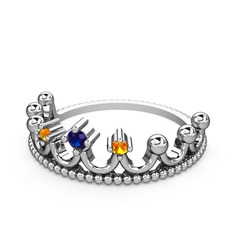 Kraliçe Taç Yüzük - Lab safir ve sitrin 18 ayar beyaz altın yüzük #1f4z2yj