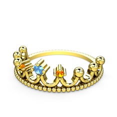 Kraliçe Taç Yüzük - Akuamarin ve sitrin 14 ayar altın yüzük #1ph26pn