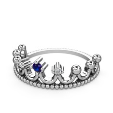 Kraliçe Taç Yüzük - Lab safir ve swarovski 925 ayar gümüş yüzük #1q8w8s3