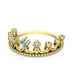Kraliçe Taç Yüzük - Akuamarin ve swarovski 8 ayar altın yüzük #1tbkxu1