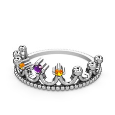 Kraliçe Taç Yüzük - Ametist ve sitrin 925 ayar gümüş yüzük #2j6yjq