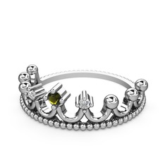 Kraliçe Taç Yüzük - Peridot ve swarovski 18 ayar beyaz altın yüzük #4up8hj
