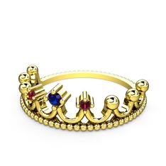 Kraliçe Taç Yüzük - Lab safir ve rodolit garnet 925 ayar altın kaplama gümüş yüzük #5ejipy