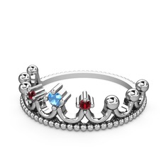 Kraliçe Taç Yüzük - Akuamarin ve garnet 925 ayar gümüş yüzük #66jjfu