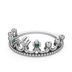 Kraliçe Taç Yüzük - Swarovski ve yeşil kuvars 14 ayar beyaz altın yüzük #7p4jwn