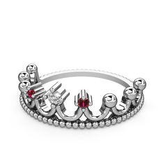 Kraliçe Taç Yüzük - Swarovski ve rodolit garnet 925 ayar gümüş yüzük #fvjsdq