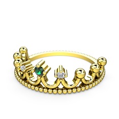 Kraliçe Taç Yüzük - Yeşil kuvars ve swarovski 18 ayar altın yüzük #h6hpyj