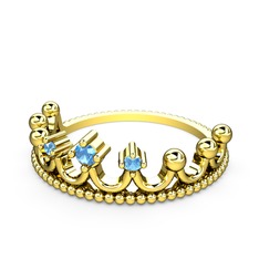 Kraliçe Taç Yüzük - Akuamarin 925 ayar altın kaplama gümüş yüzük #isilvy