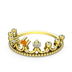 Sitrin ve pırlanta 14 ayar altın yüzük (0.03 karat)