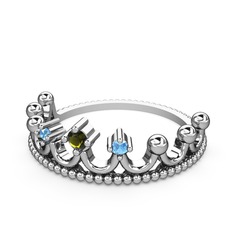 Kraliçe Taç Yüzük - Peridot ve akuamarin 14 ayar beyaz altın yüzük #kq4ohx