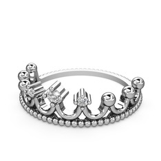 Kraliçe Taç Yüzük - Swarovski 18 ayar beyaz altın yüzük #liow2c