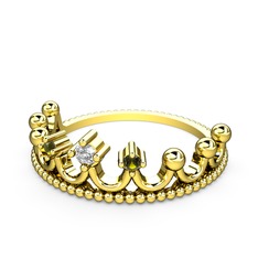 Kraliçe Taç Yüzük - Pırlanta ve peridot 18 ayar altın yüzük (0.036 karat) #s48exy