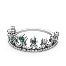 Kraliçe Taç Yüzük - Yeşil kuvars 925 ayar gümüş yüzük #w9xrm3