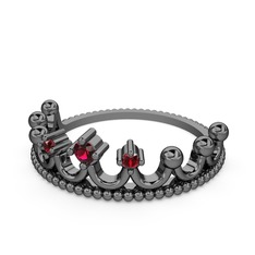 Kraliçe Taç Yüzük - Rodolit garnet ve garnet 925 ayar siyah rodyum kaplama gümüş yüzük #yl4ofm