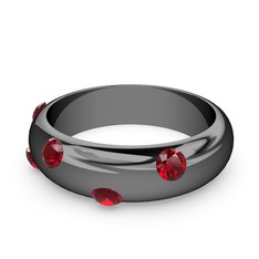 Garnet 925 ayar siyah rodyum kaplama gümüş yüzük