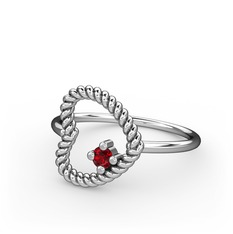Garnet 18 ayar beyaz altın yüzük
