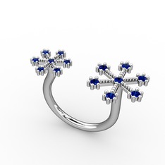 Kar Tanesi Yüzük - Lab safir 14 ayar beyaz altın yüzük #15snbkt