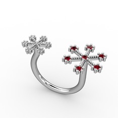 Garnet ve beyaz zirkon 925 ayar gümüş yüzük