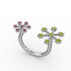 Kar Tanesi Yüzük - Peridot ve garnet 925 ayar gümüş yüzük #17aqf4x