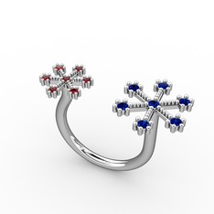 Lab safir ve garnet 925 ayar gümüş yüzük