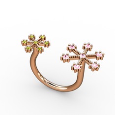 Kar Tanesi Yüzük - Pembe kuvars ve peridot 925 ayar rose altın kaplama gümüş yüzük #1aqxiat