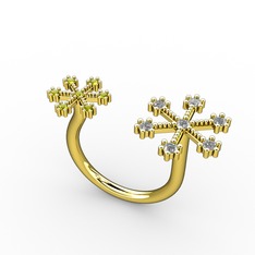 Kar Tanesi Yüzük - Swarovski ve peridot 14 ayar altın yüzük #1hhb586