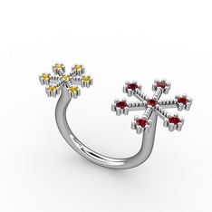 Garnet ve sitrin 925 ayar gümüş yüzük