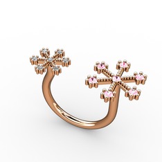 Kar Tanesi Yüzük - Pembe kuvars ve swarovski 925 ayar rose altın kaplama gümüş yüzük #1hlprxp