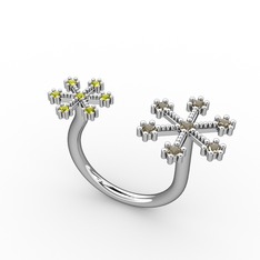 Dumanlı kuvars ve peridot 925 ayar gümüş yüzük