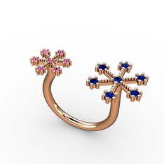 Lab safir ve rodolit garnet 8 ayar rose altın yüzük
