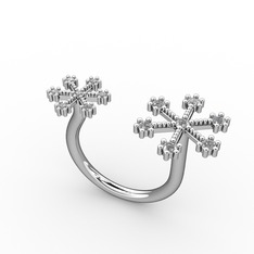 Swarovski ve pırlanta 18 ayar beyaz altın yüzük (0.077 karat)