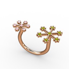 Kar Tanesi Yüzük - Peridot ve pembe kuvars 8 ayar rose altın yüzük #1x200si
