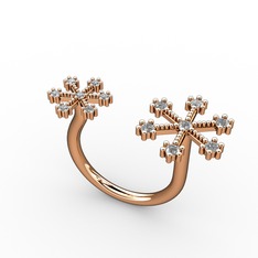 Kar Tanesi Yüzük - Swarovski ve beyaz zirkon 8 ayar rose altın yüzük #1xka8n9