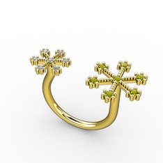 Peridot ve pırlanta 8 ayar altın yüzük (0.077 karat)