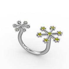 Peridot ve dumanlı kuvars 925 ayar gümüş yüzük