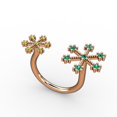 Yeşil kuvars ve peridot 14 ayar rose altın yüzük