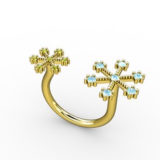 Kar Tanesi Yüzük - Akuamarin ve peridot 925 ayar altın kaplama gümüş yüzük #br7frk