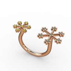 Dumanlı kuvars ve peridot 18 ayar rose altın yüzük