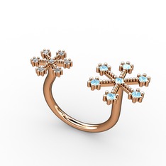 Akuamarin ve swarovski 925 ayar rose altın kaplama gümüş yüzük