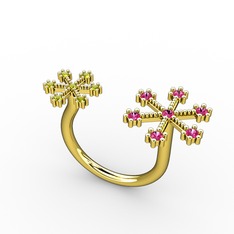 Kar Tanesi Yüzük - Rodolit garnet ve peridot 925 ayar altın kaplama gümüş yüzük #fcutjz